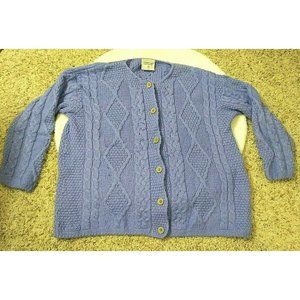 Connemara Knitwear Womens Purple Button Up Sweater Wool Irish Cardigan Large L